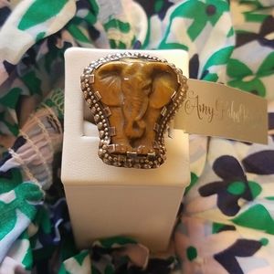 Amy Kahn Russel Sterling Tiger's Eye Elephant Ring